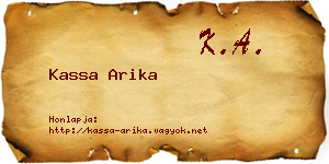 Kassa Arika névjegykártya